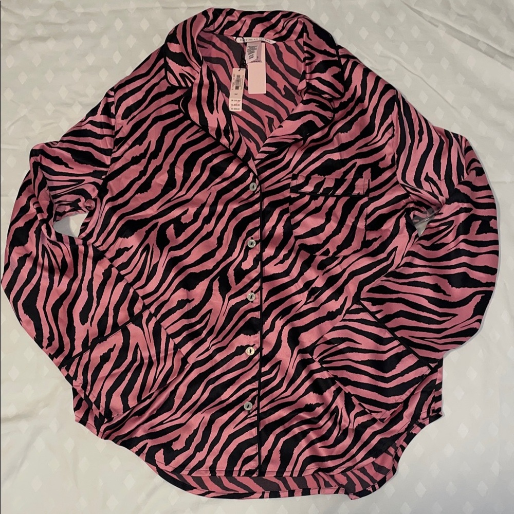 Victoria's Secret Pink and Black Zebra Button Down Shirt